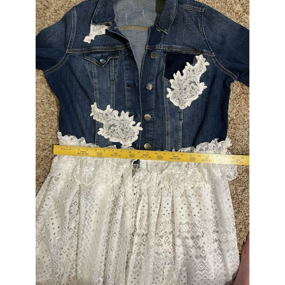 Lane Bryant 16 Custom Upcycled Denim Jacket Lace Dress Boho Cottagecore Plus - Picture 8 of 8